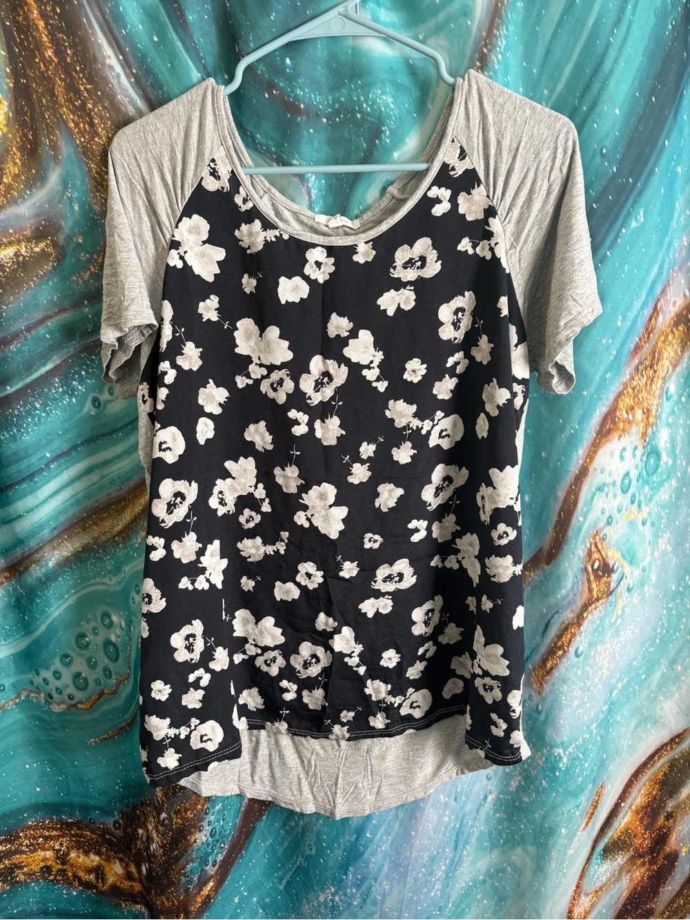 Maurices Black Floral Raglan Tee